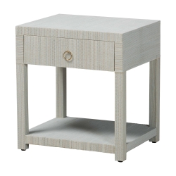 bali & pari Nata Grasscloth Nightstand with Drawer and Open Shelf, Coastal Blue